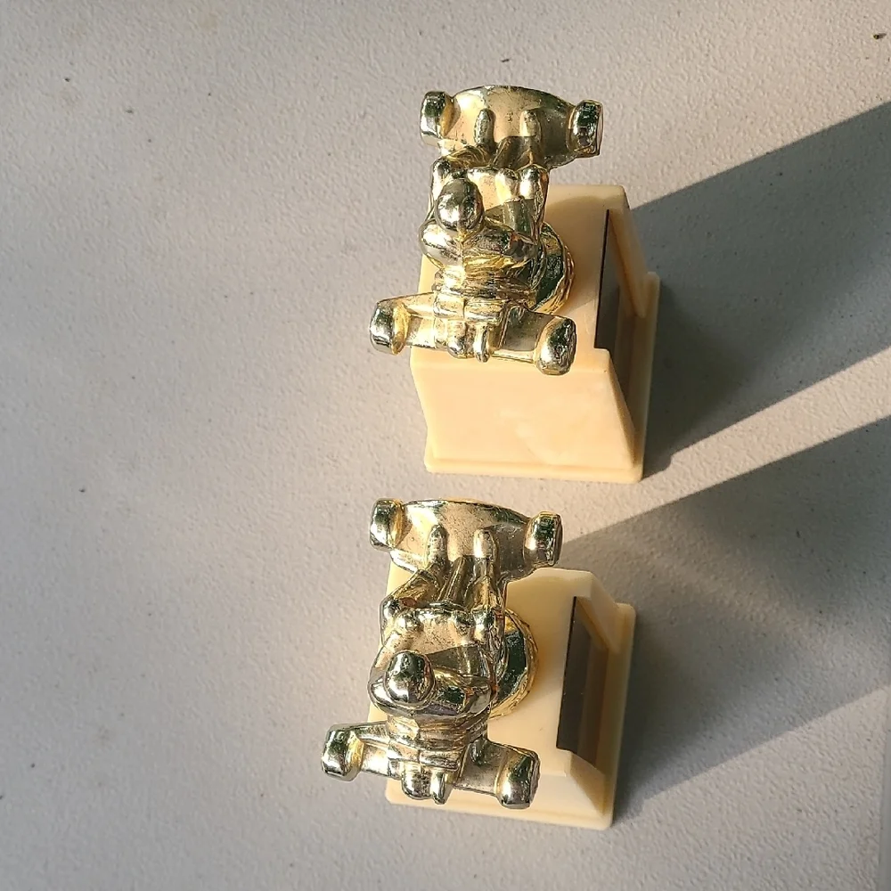 Vintage Gold Cream Go Kart Trophies Two Awards Blank‎ Front Plates